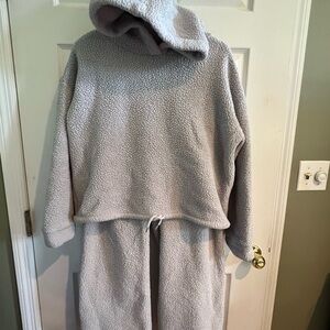 Cozy Gray Sherpa Hoodie and Pants Set